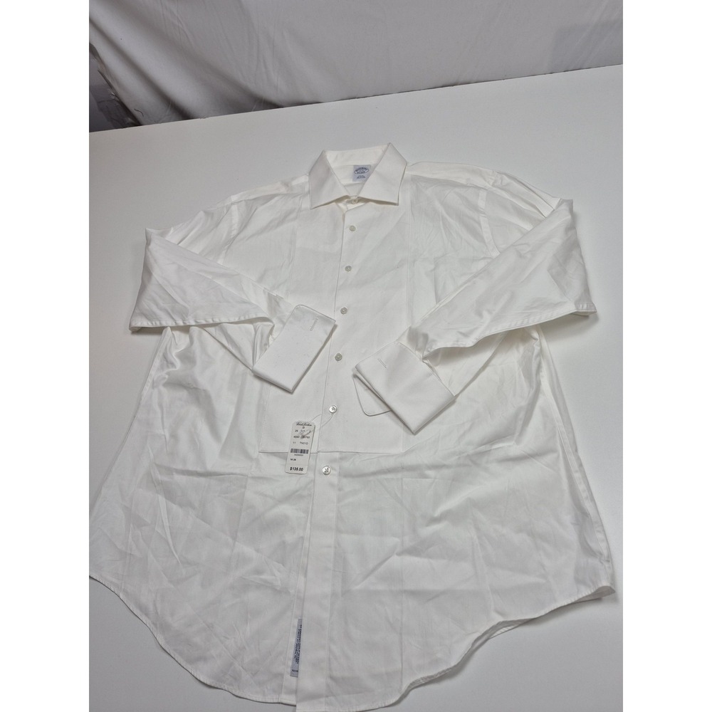 Brooks Brothers Dress Shirt Mens 18 34/35 White Slim Fit French Cuff Cotton